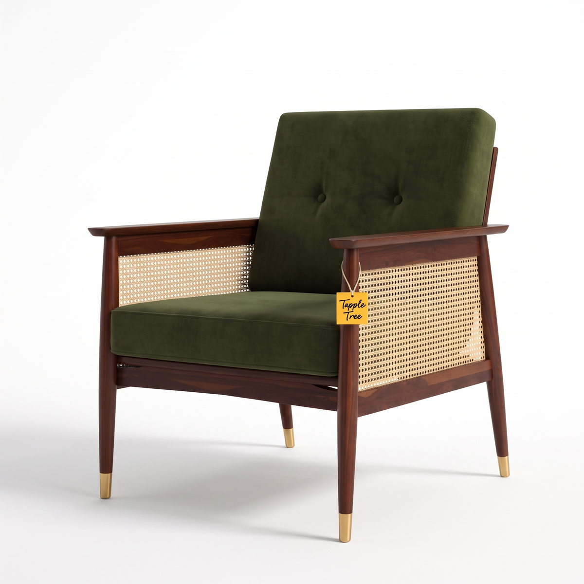 Alden Wood Sheesham Wood Armchair - Provincial Teak — White Left Three Quarter