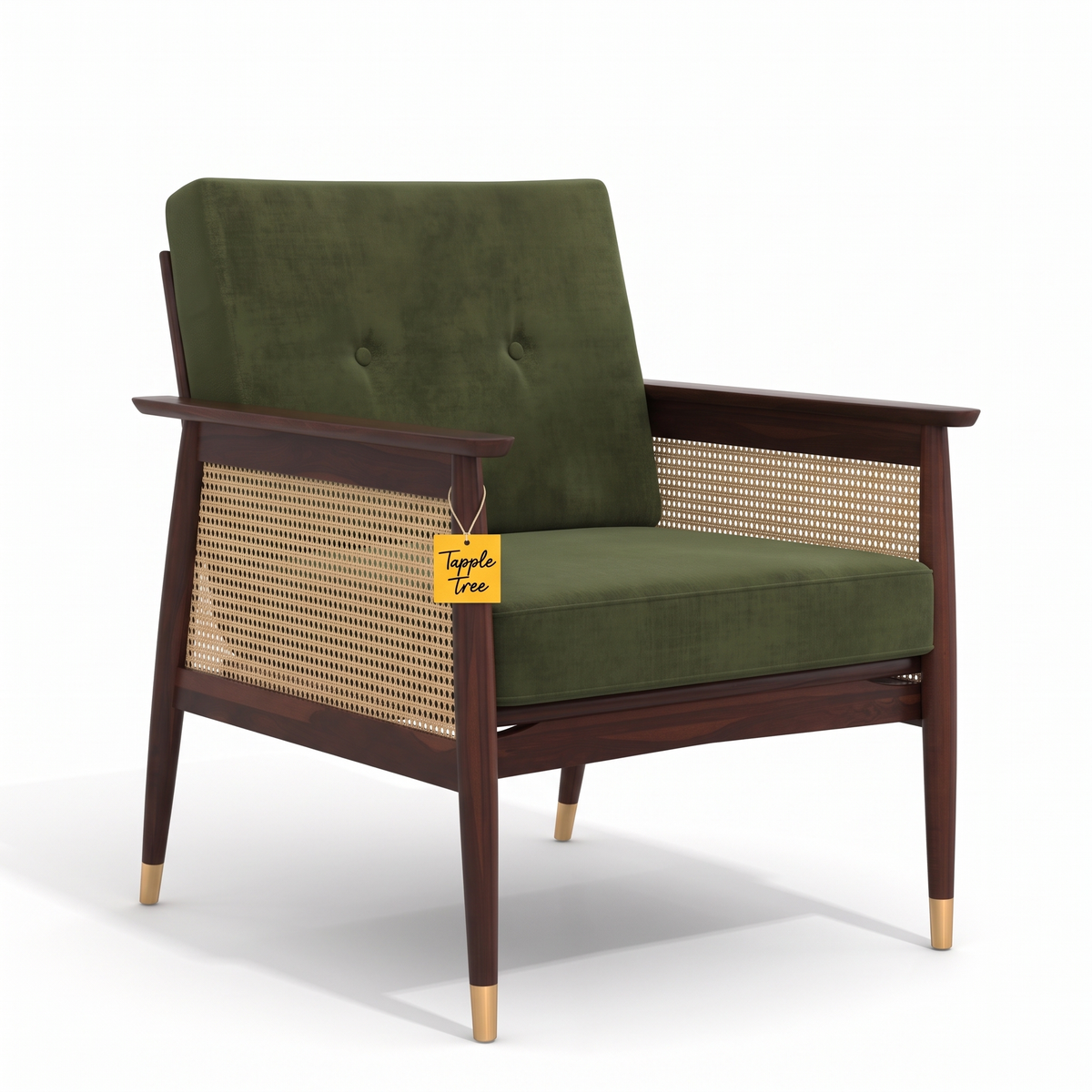 Alden Wood Sheesham Wood Armchair - Provincial Teak — White Right Three Quarter