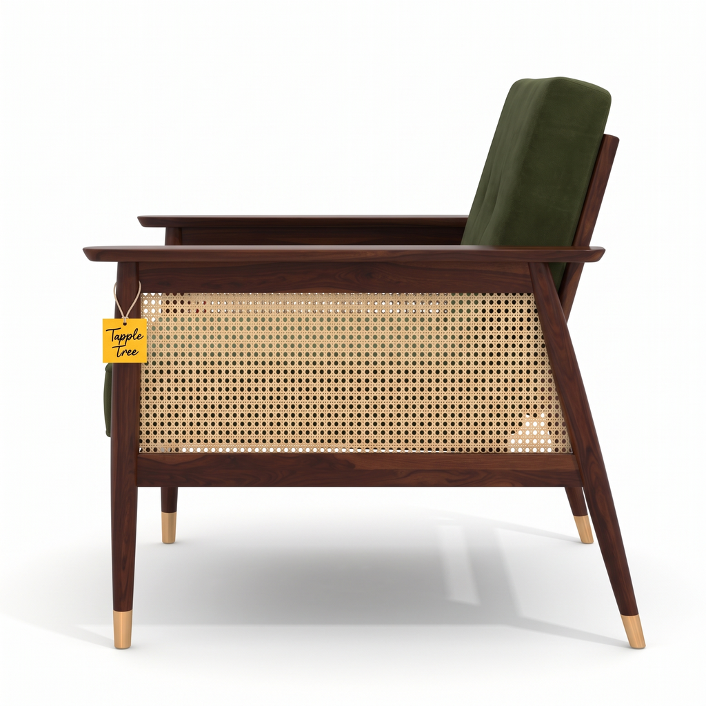 Alden Wood Sheesham Wood Armchair - Provincial Teak — White Side Profile