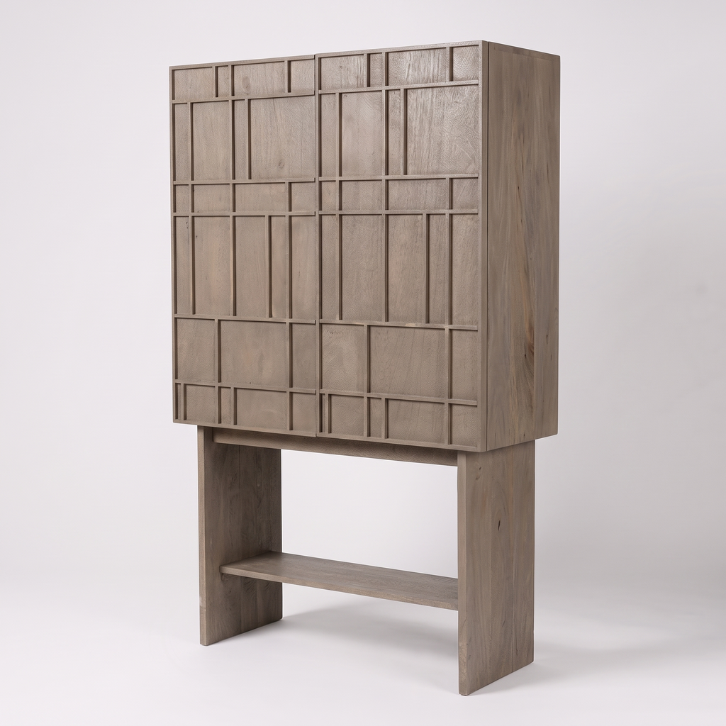 Alden Meadow Bar Cabinet — White background angle 3
