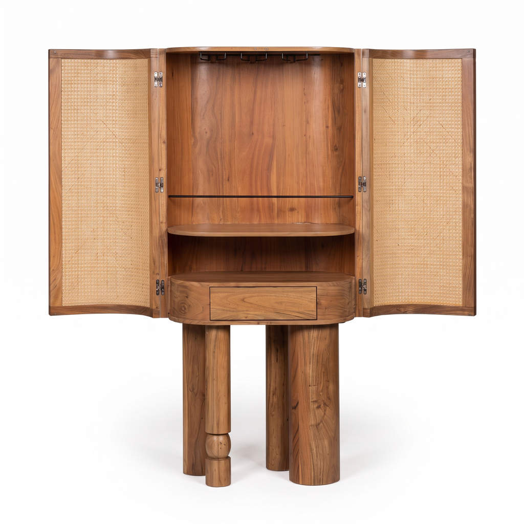 Alden Fern Bar Cabinet — White background angle 1