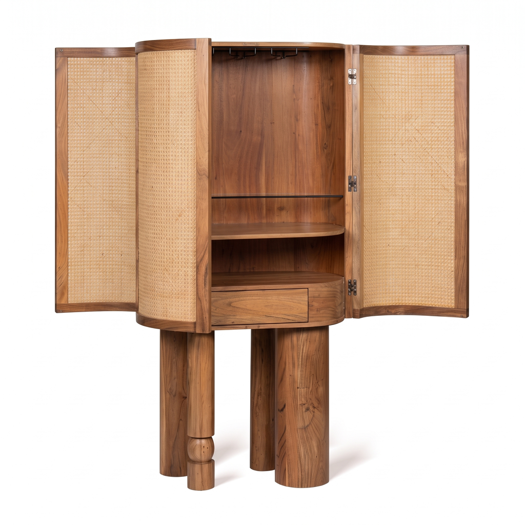 Alden Fern Bar Cabinet — White background angle 3