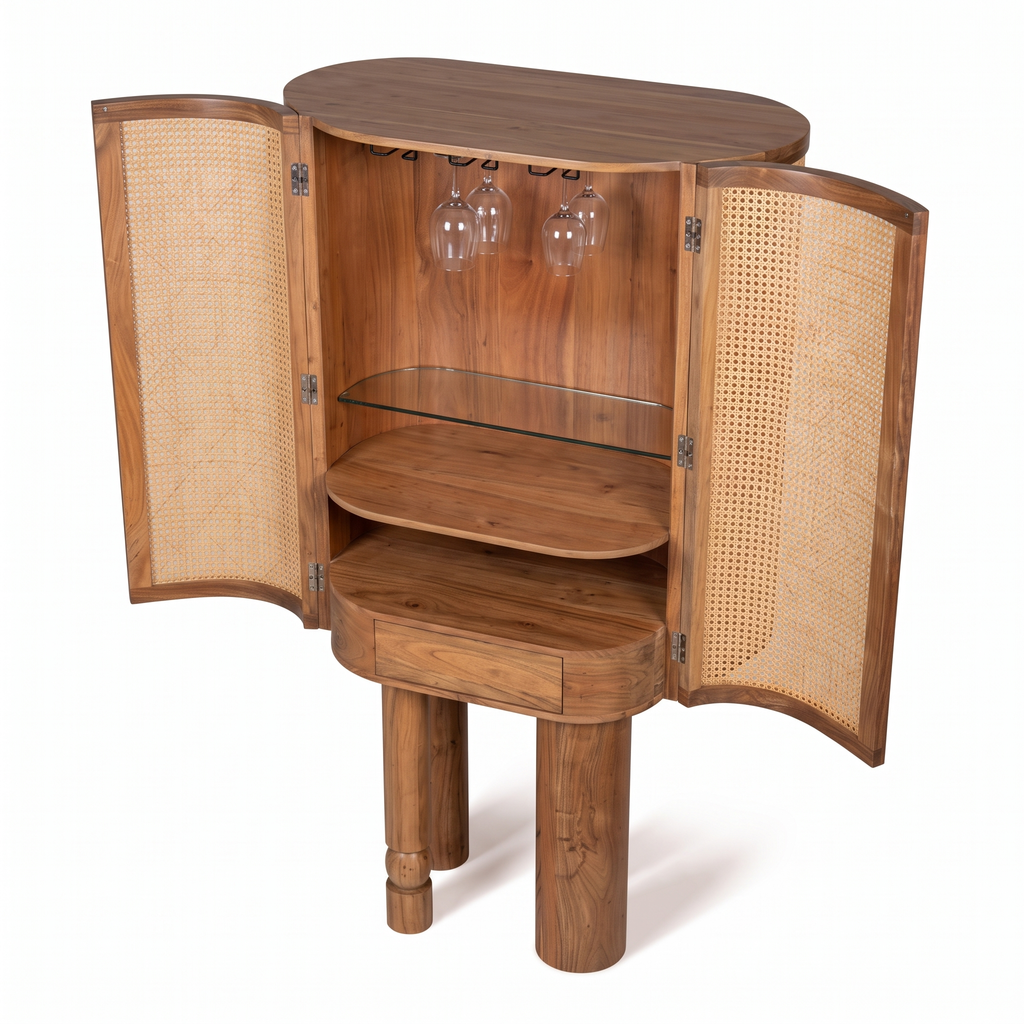 Alden Fern Bar Cabinet — White background angle 4