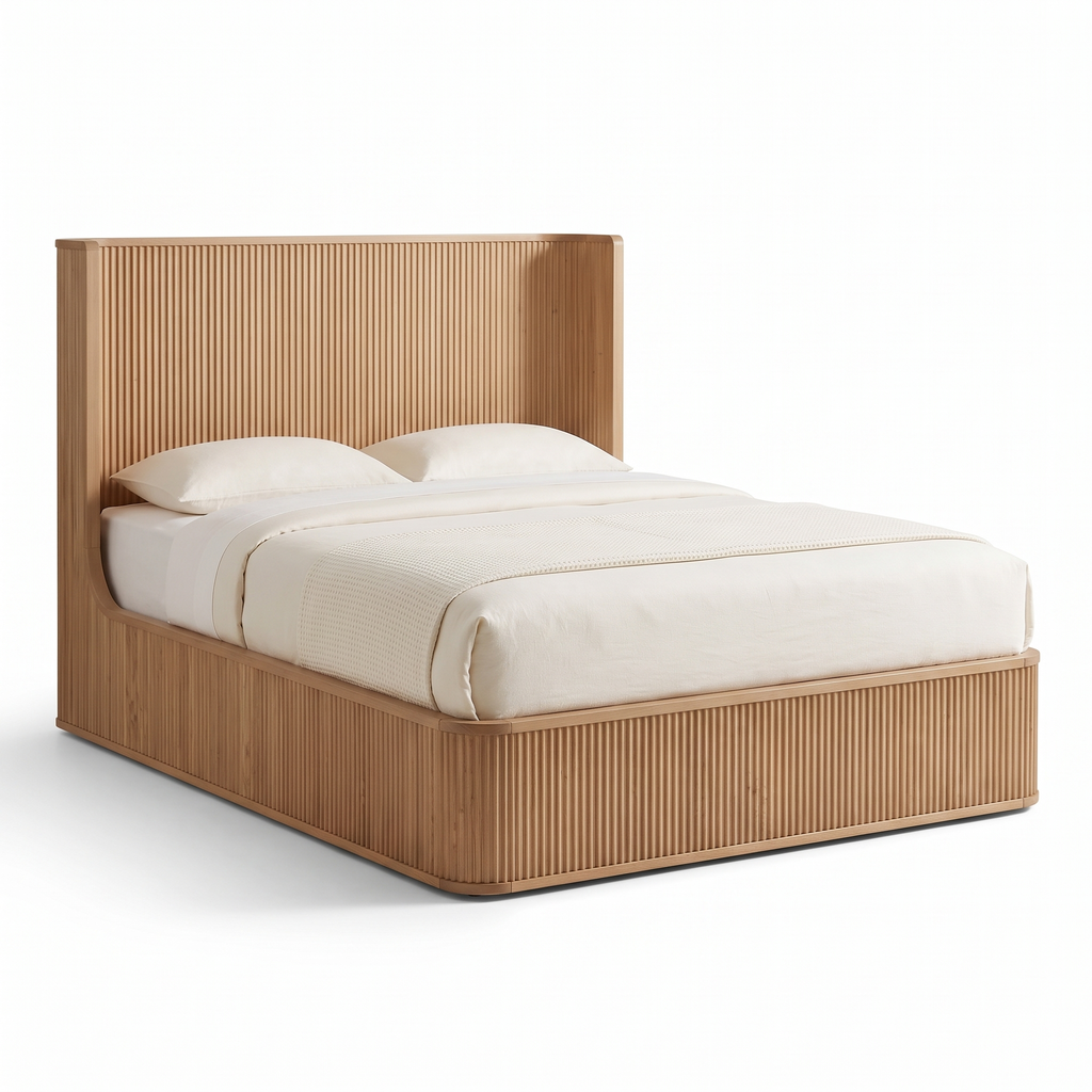 Arden Stone Bed — White background angle 2