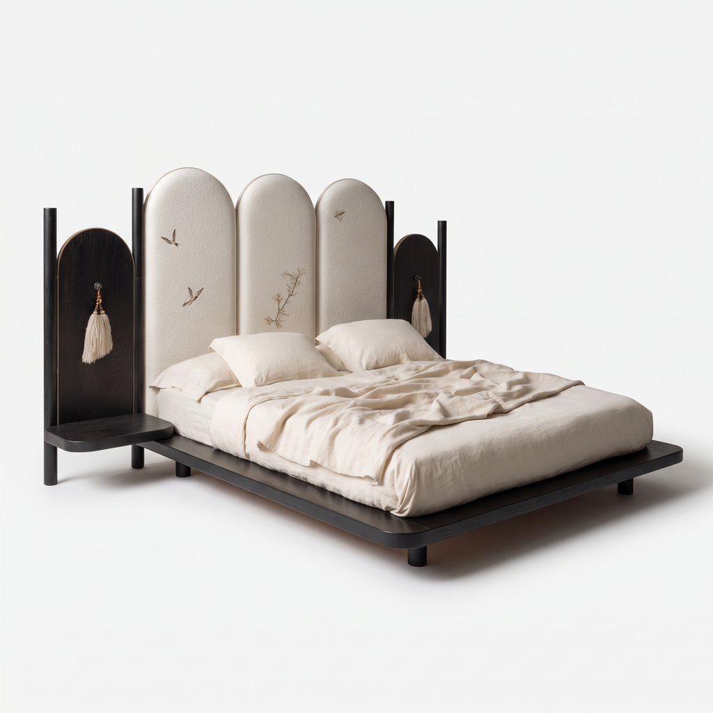 Aster Grove Bed — White background angle 2