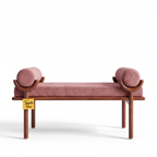 Aubrey Hill Upholstered Sheesham Wood Bolster Bench — white background front view