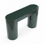 Caspian Meadow High-Gloss Console Table with Storage, side view on a white background