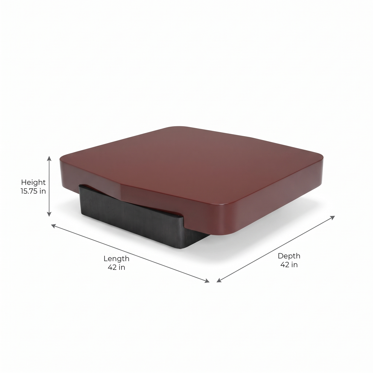 Caspian High-Gloss Coffee Table dimensions: 107 × 107 × 40 cm (W × D × H)