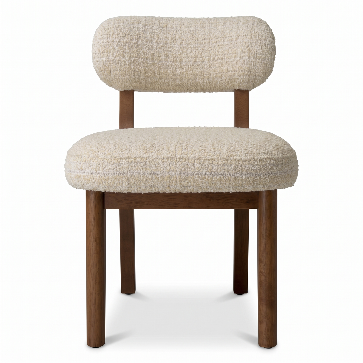 Dorian Meadow Bouclé Mango Wood Dining Chairs (Set of 2), front view on a white background