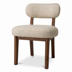 Dorian Meadow Bouclé Mango Wood Dining Chairs (Set of 2), left three-quarter view on a white background