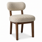 Dorian Meadow Bouclé Mango Wood Dining Chairs (Set of 2), right three-quarter view on a white background