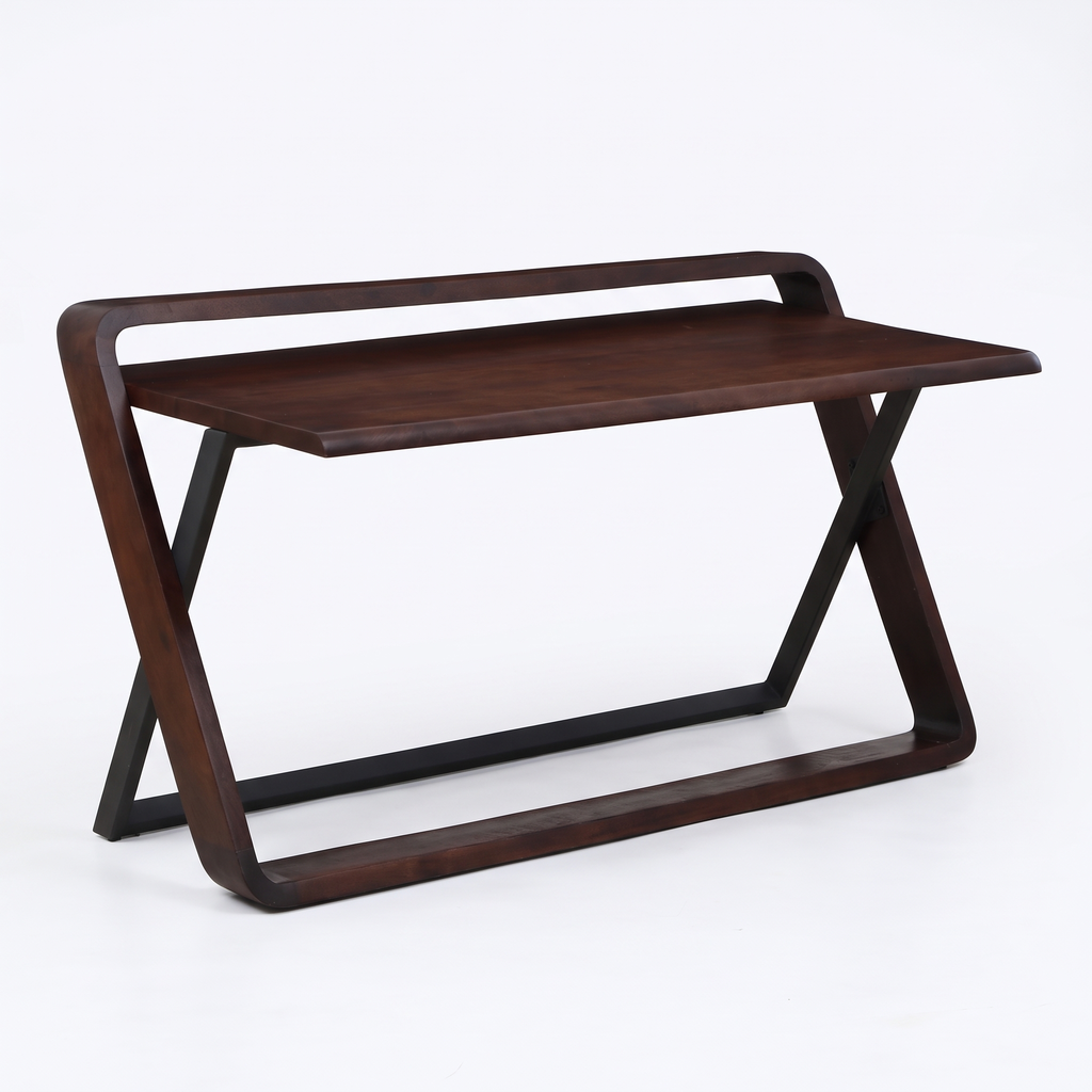 Juniper Wood Study Table — White background angle 2
