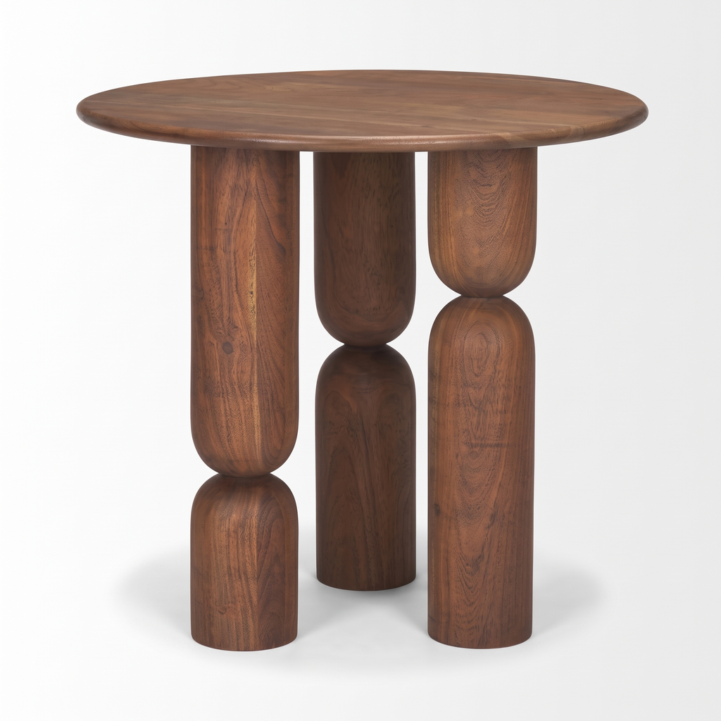 Ellery Stone End Table — White background angle 2