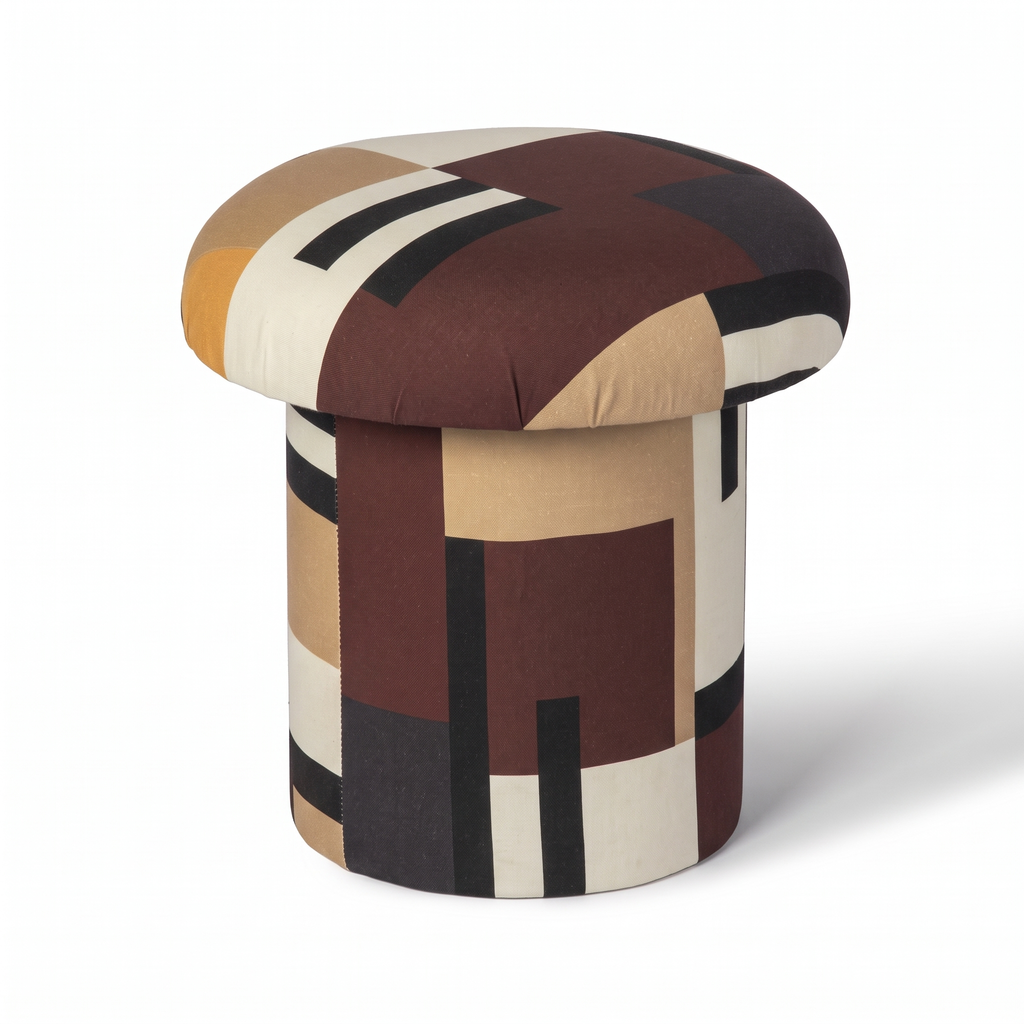 Ember Park Upholstered Suede Ottoman, left three-quarter view on a white background