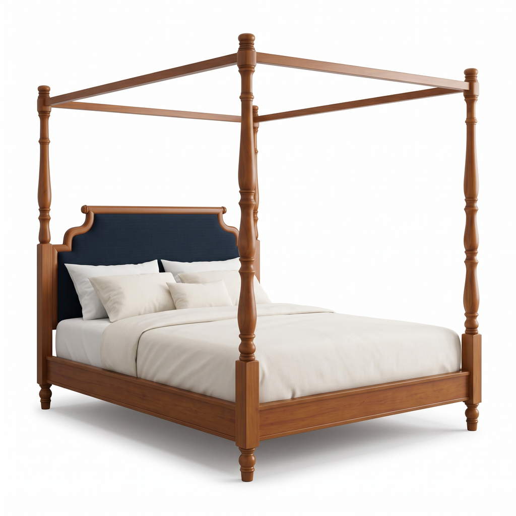 Ember Fern Poster Bed — White background angle 2