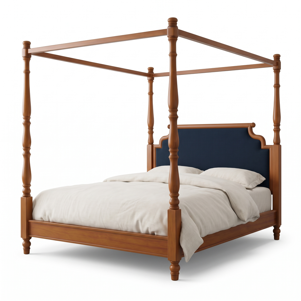 Ember Fern Poster Bed — White background angle 3