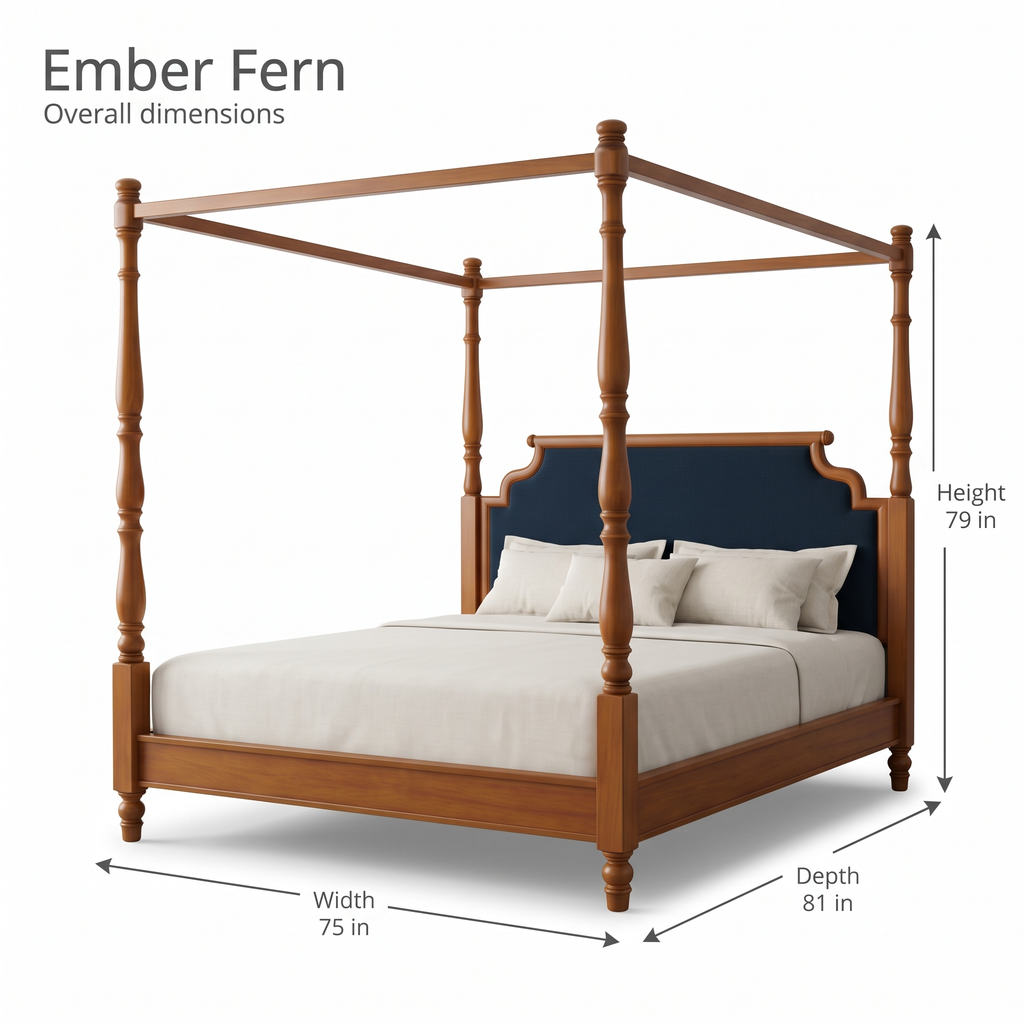 Ember Fern Poster Bed — Dimensions