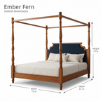 Ember Fern Poster Bed — Dimensions