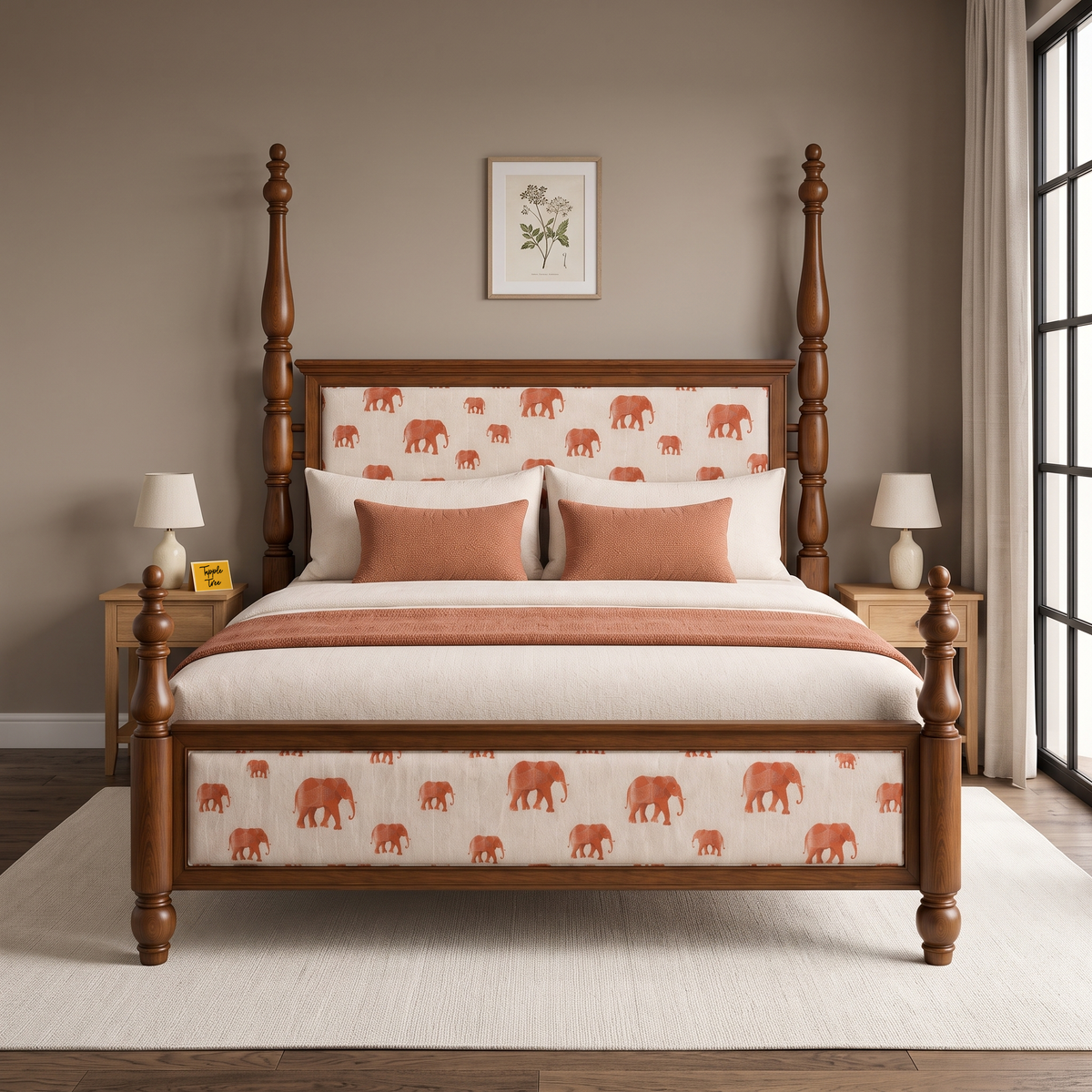 Ember Stone Poster Bed — Lifestyle angle 1