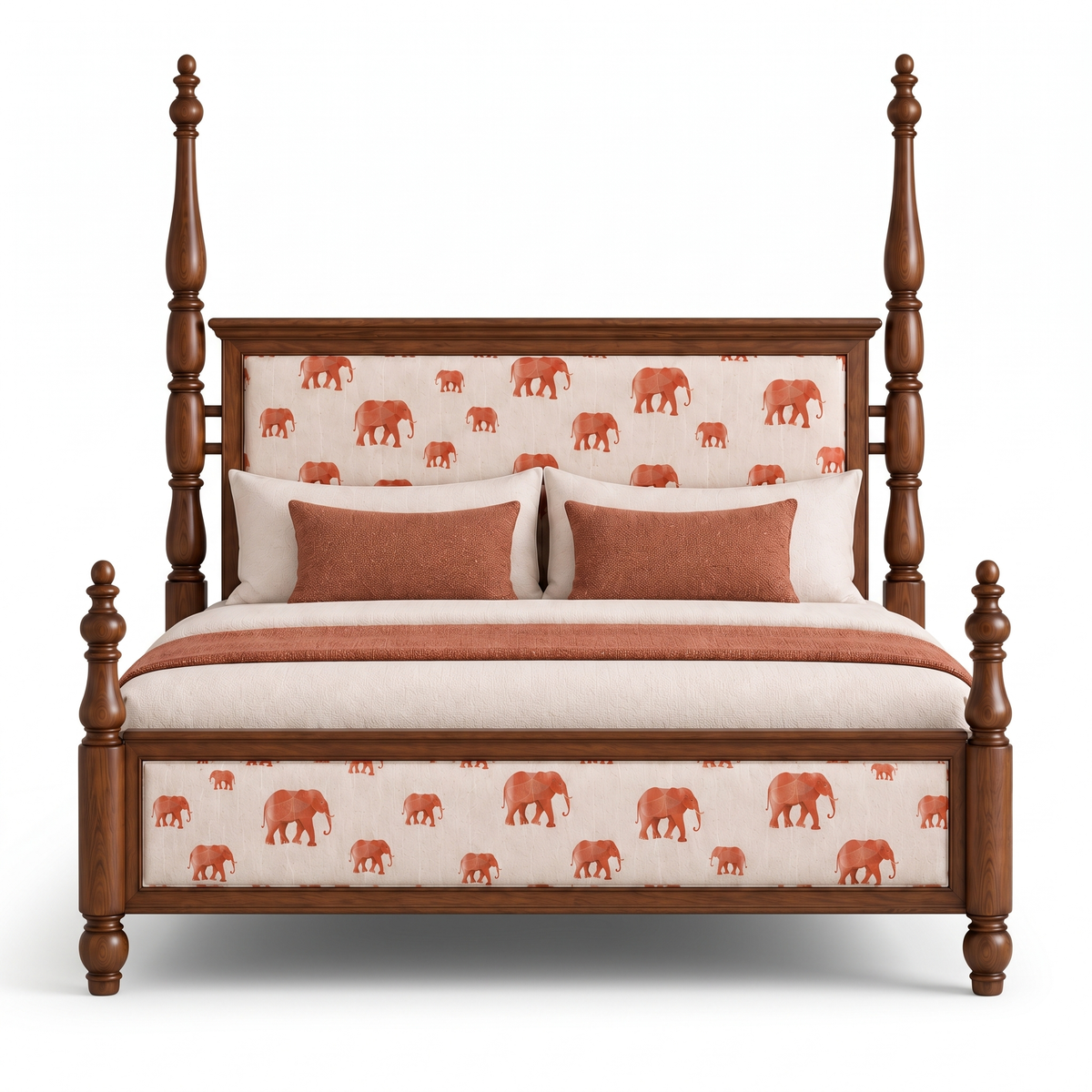 Ember Stone Poster Bed — White background angle 1