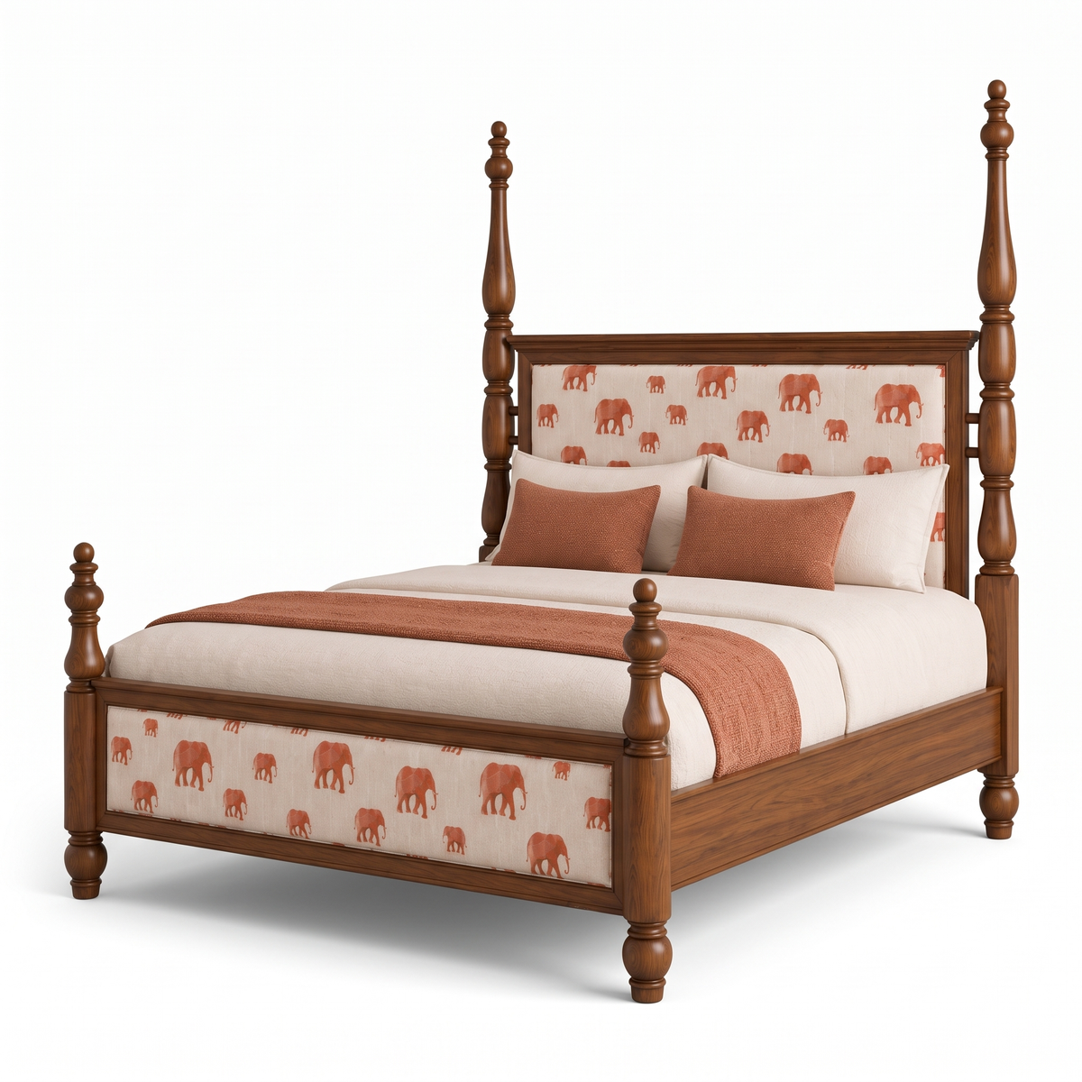 Ember Stone Poster Bed — White background angle 3