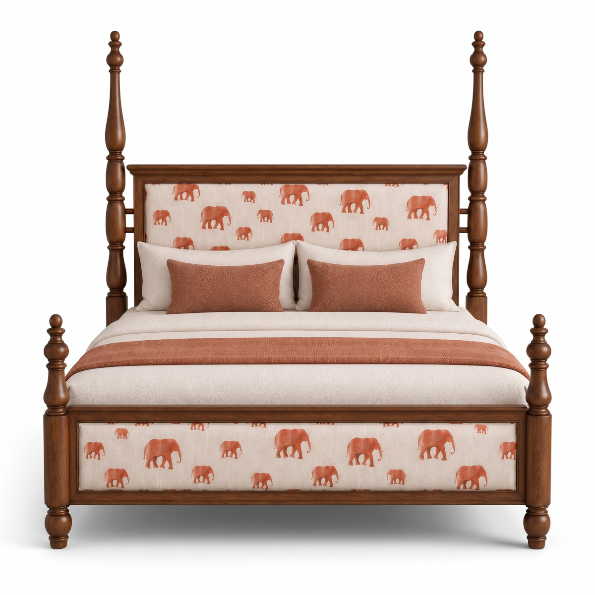 Ember Stone Poster Bed — White background angle 4