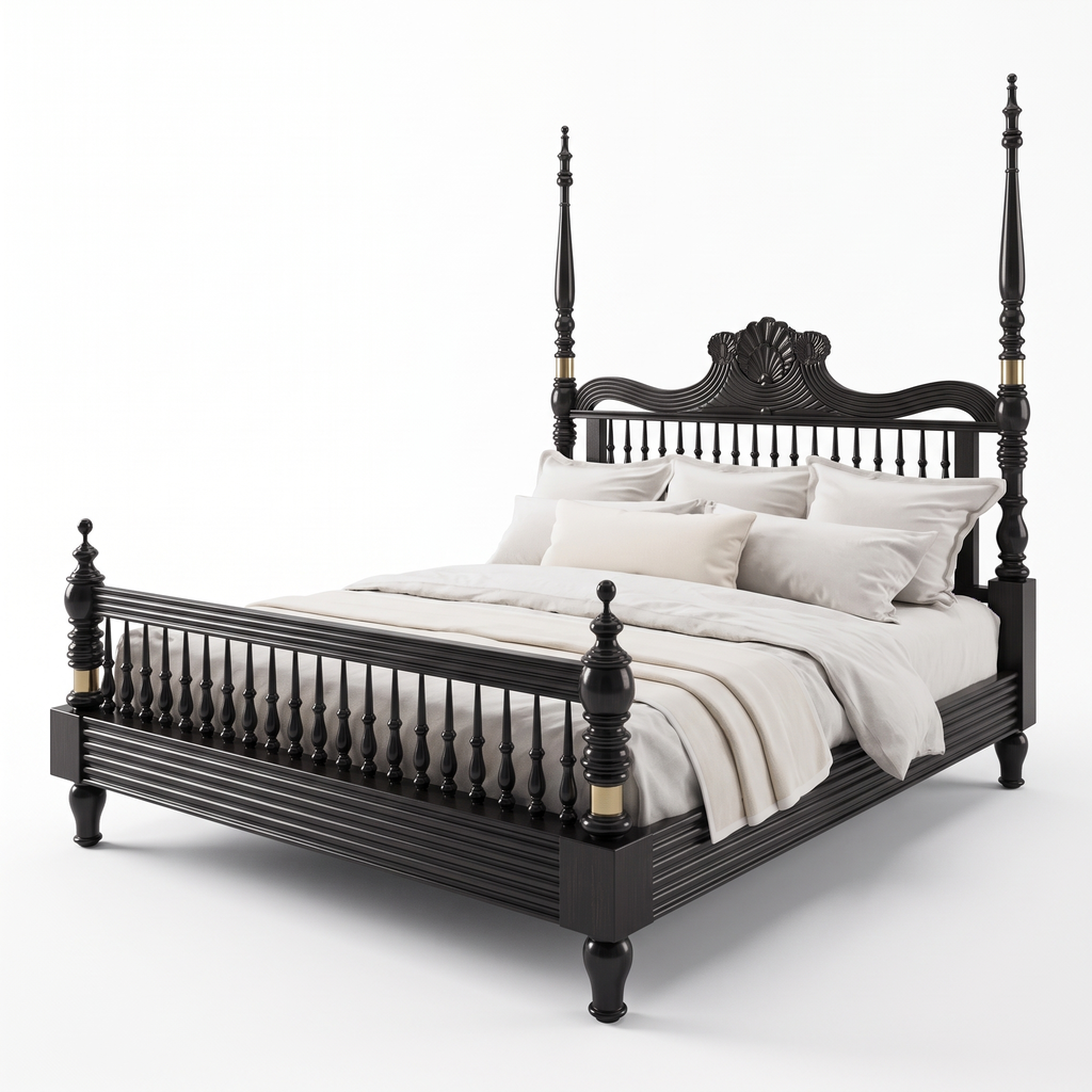 Fernhaven Haven King Poster Bed — White background angle 3