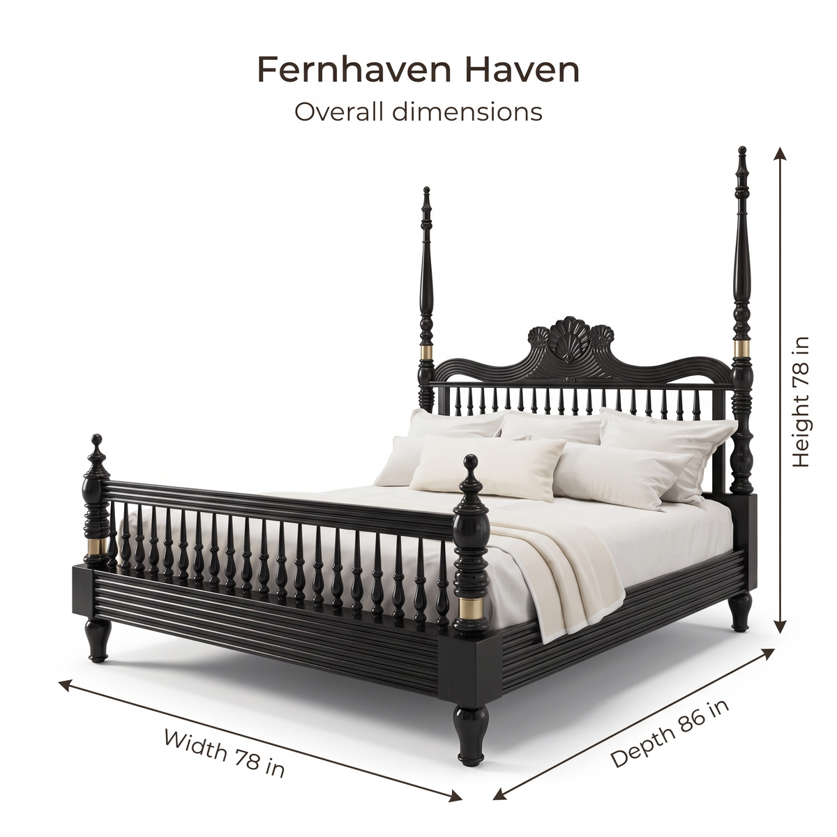 Fernhaven Haven King Poster Bed — Dimensions