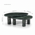 Emerald Oval Green Marble Coffee Table Set of 2 dimensions: 119 × 71 × 33 cm (W × D × H)