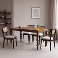 Heritage Turned-Leg Mango Wood 6-Seater Dining Table in an Amber Solace finish, styled in a dining room