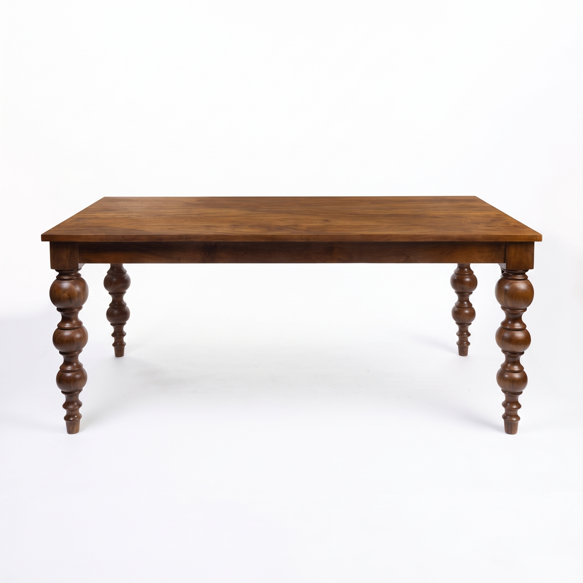 Heritage Turned-Leg Mango Wood 6-Seater Dining Table, front view on a white background