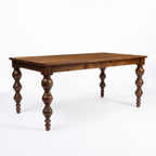 Heritage Turned-Leg Mango Wood 6-Seater Dining Table, left three-quarter view on a white background