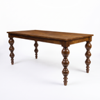 Heritage Turned-Leg Mango Wood 6-Seater Dining Table, right three-quarter view on a white background