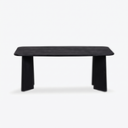 Noir Tapered Black Mango Wood 6-Seater Dining Table, front view on a white background