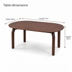 Plaid Curve Oval Acacia Wood 6-Seater Dining Set dimensions: 180 × 102 × 76 cm (W × D × H)