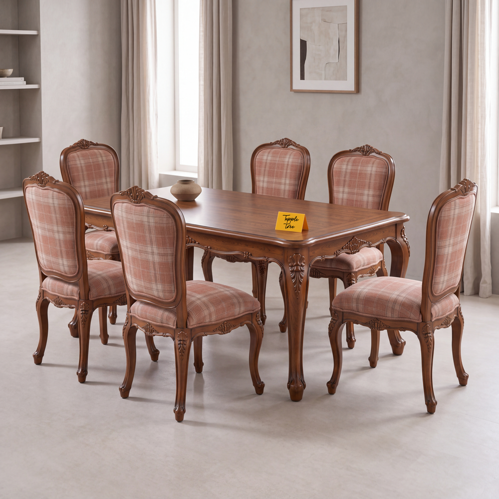 Rose Plaid Heritage Dining Set Dining Set — main lifestyle hero