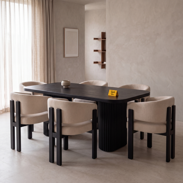 Noir Fluted Dining Set Dining Set — main lifestyle hero