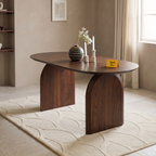 Arch Oval Acacia Wood 6-Seater Dining Table, side view in a dining room