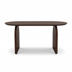 Arch Oval Acacia Wood 6-Seater Dining Table, front view on a white background