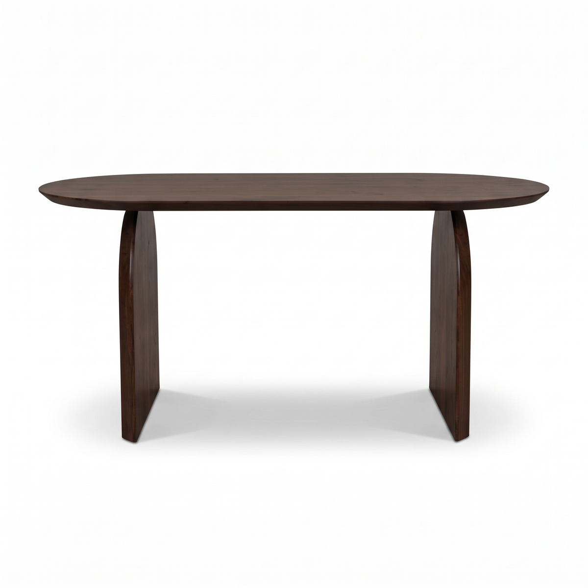 Arch Oval Acacia Wood 6-Seater Dining Table, front view on a white background