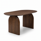 Arch Oval Acacia Wood 6-Seater Dining Table, left three-quarter view on a white background