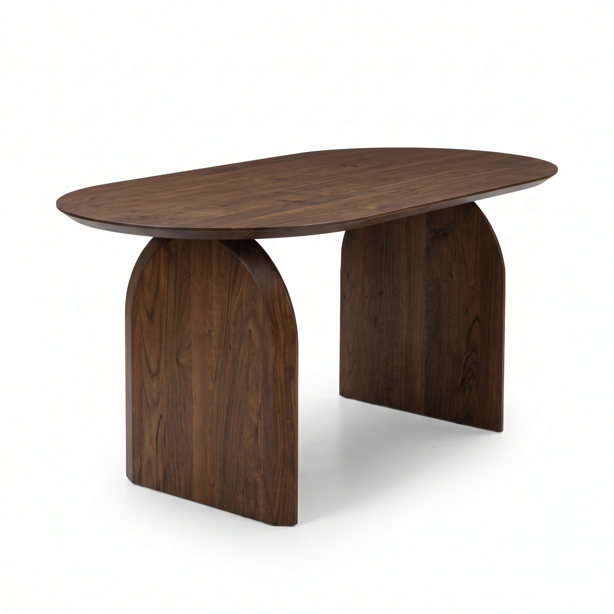 Arch Oval Acacia Wood 6-Seater Dining Table, left three-quarter view on a white background