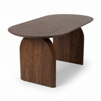 Arch Oval Acacia Wood 6-Seater Dining Table, side view on a white background