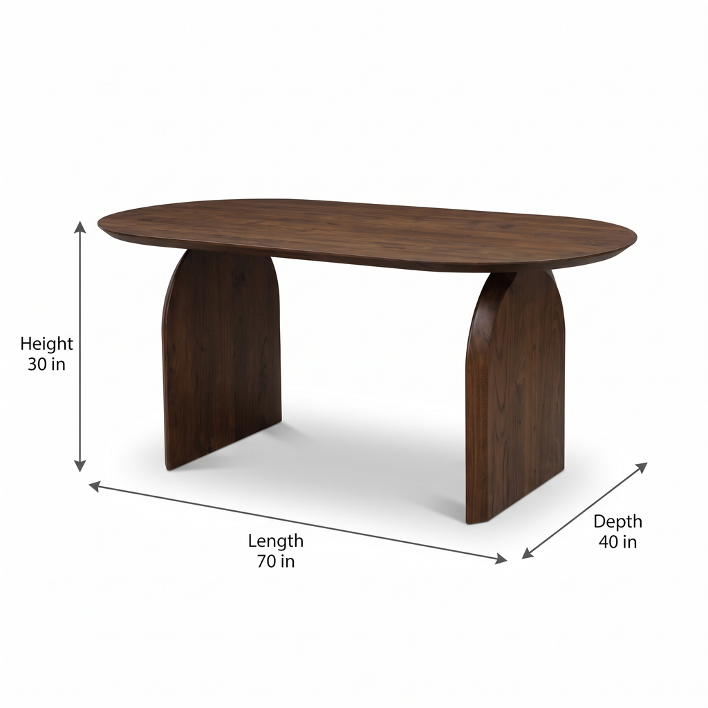 Arch Oval Acacia Wood 6-Seater Dining Table dimensions: 178 × 102 × 76 cm (W × D × H)