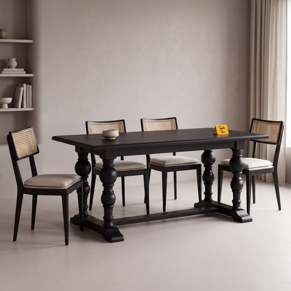 Noir Trestle Mango Dining Table Dining Table — main lifestyle hero