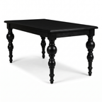 Noir Trestle Black Mango Wood 6-Seater Dining Table, right three-quarter view on a white background