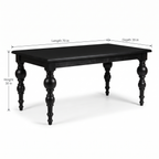 Noir Trestle Black Mango Wood 6-Seater Dining Table dimensions: 178 × 99 × 76 cm (W × D × H)