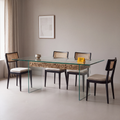 Driftwood Glass-Top Acacia Wood 6-Seater Dining Table, styled in a dining room