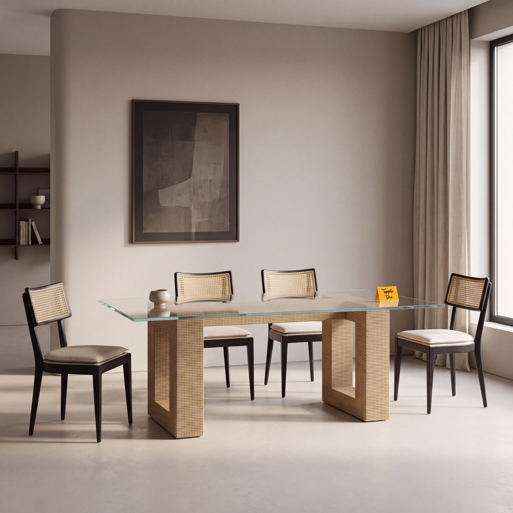 Woven Glass Dining Table Dining Table — main lifestyle hero