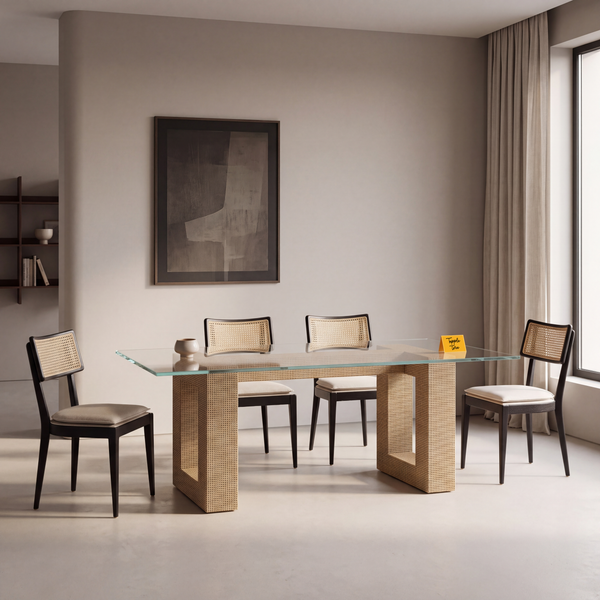 Woven Glass Dining Table Dining Table — main lifestyle hero